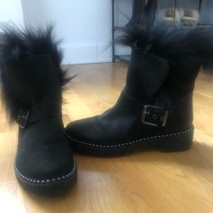 CECILIA NEW YORK- real fur black booties SIZE 7